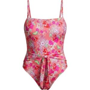Victoria's Secret Swim One Piece High Cut Tie Front Floral Swimsuit Pink  Large